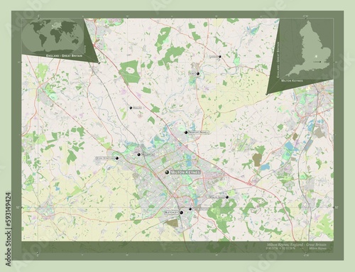 Milton Keynes, England - Great Britain. OSM. Labelled points of cities photo