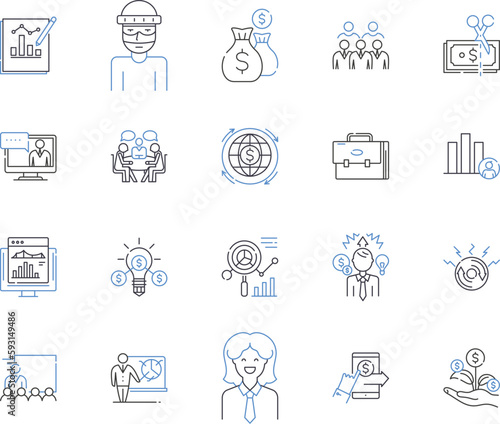 Business audit outline icons collection. Audit, Business, Review, Analysis, Compliance, Accounting, Inspect vector and illustration concept set. Check, Systematic, Adjustment linear signs