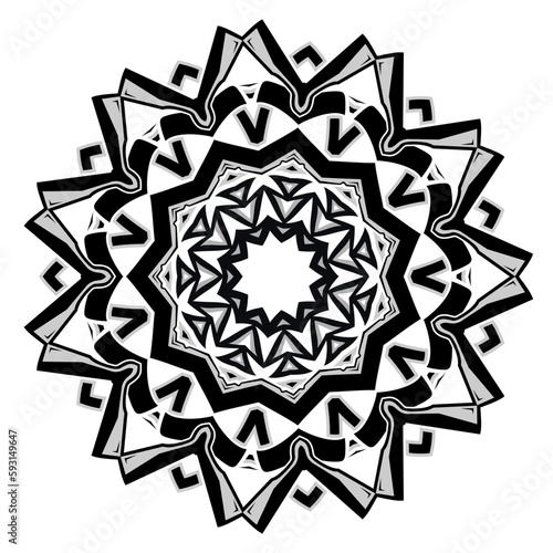 Mandala ornamental decoration for element design in black and white color