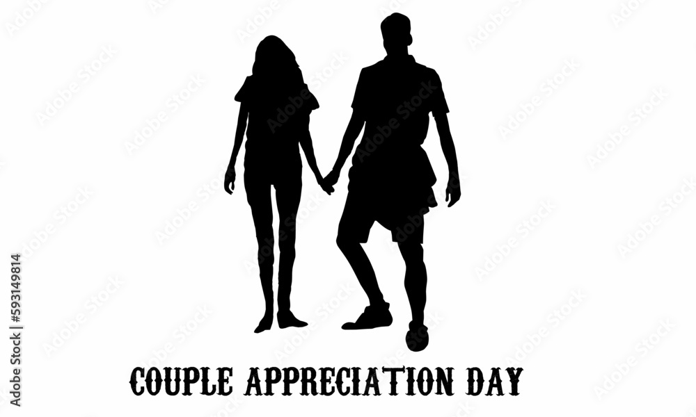 Vector graphic of world couple appreciation day for world couple appreciation day celebration. flat design. flyer design. May 01. Silloute design. Man and woman holding hands affectionately