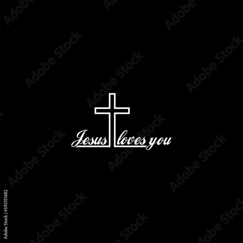 Jesus loves you icon isolated on dark background