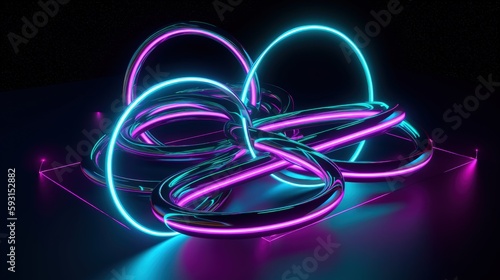 3d neon rendering geometric shapes infinit loops ultraviolet cyberspace futurisitc