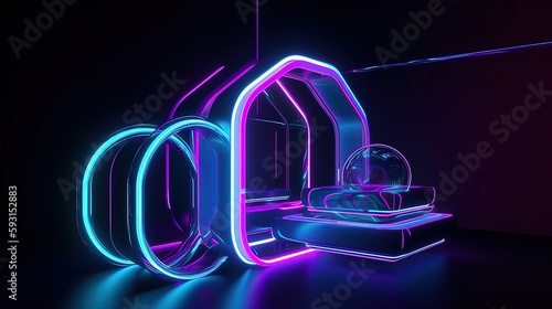 3d neon rendering geometric shapes infinit loops ultraviolet cyberspace futurisitc photo