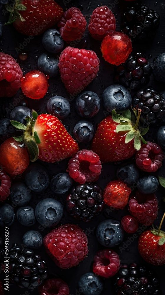 Fresh Berries background - generative ai Fresh Berries background - generative ai