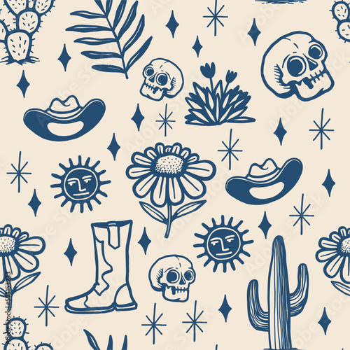 Hand drawn pattern cowboy design