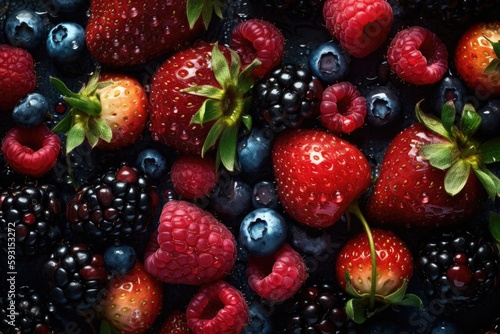 Fresh Berries background - generative ai