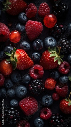 Fresh Berries background - generative ai