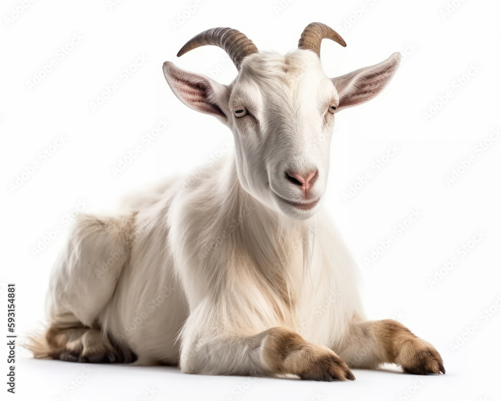 photo of Boer, South African breed of goat isolated on white background. Generative AI photo of Boer, South African breed of goat isolated on white background. Generative AI