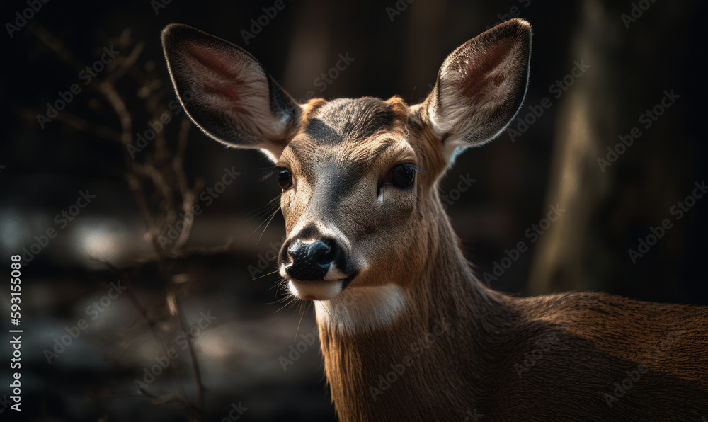 close up photo of black-tailed deer in its natural habitat. Generative AI close up photo of black-tailed deer in its natural habitat. Generative AI