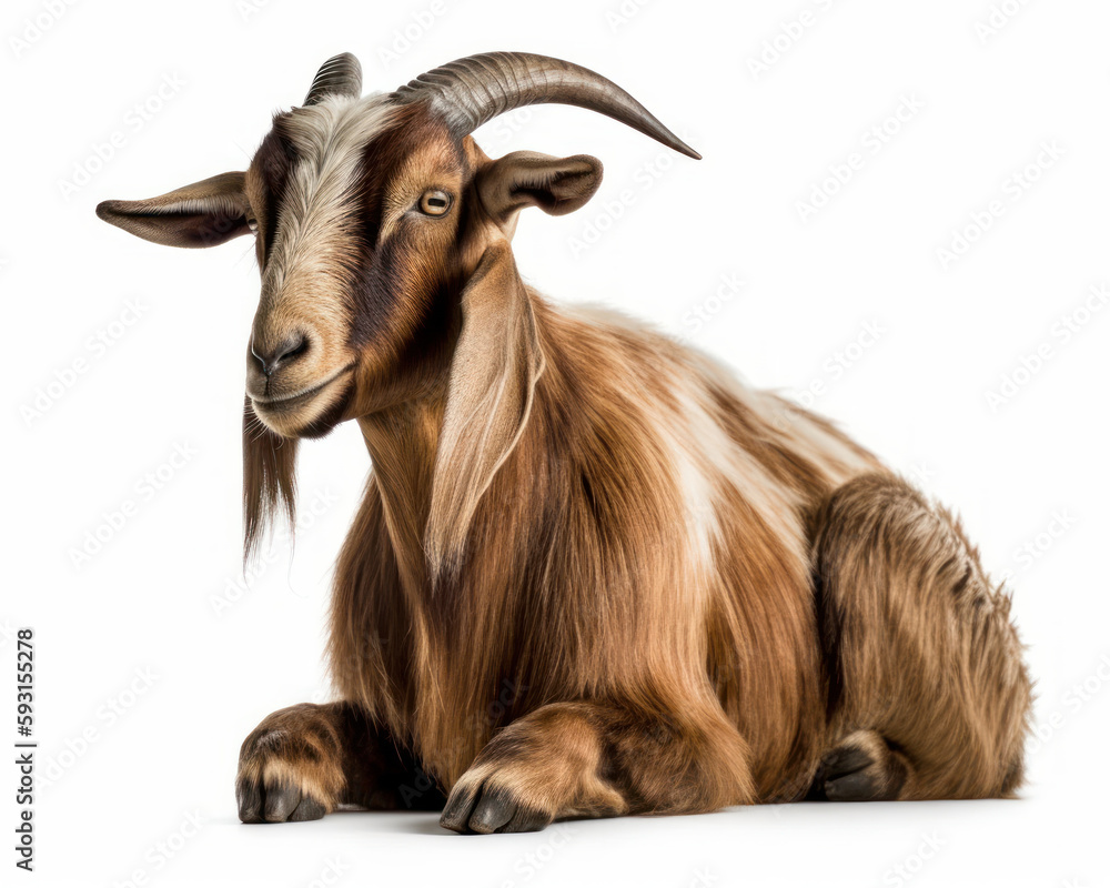photo of Boer, South African breed of goat isolated on white background. Generative AI photo of Boer, South African breed of goat isolated on white background. Generative AI