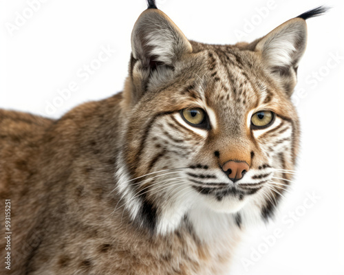 photo of bobcat isolated on white background. Generative AI