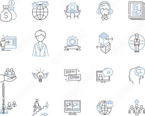 Lean startup outline icons collection. lean, startup, agile, methodology, business, iterative, product vector and illustration concept set. development, holistic, customer linear signs