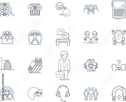 Professional education outline icons collection. Professional, Education, Training, Coaching, Courses, Qualification, Diploma vector and illustration concept set. Certification, Development