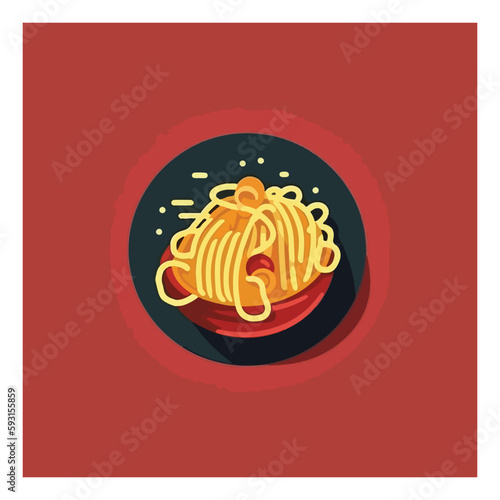 spaghetti with meatballs and tomato sauce. Classic pasta dish, isolated vector illustration. cartoon style vector