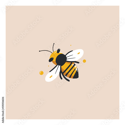 Cartoon friendly bee flying. Insect character. vectors