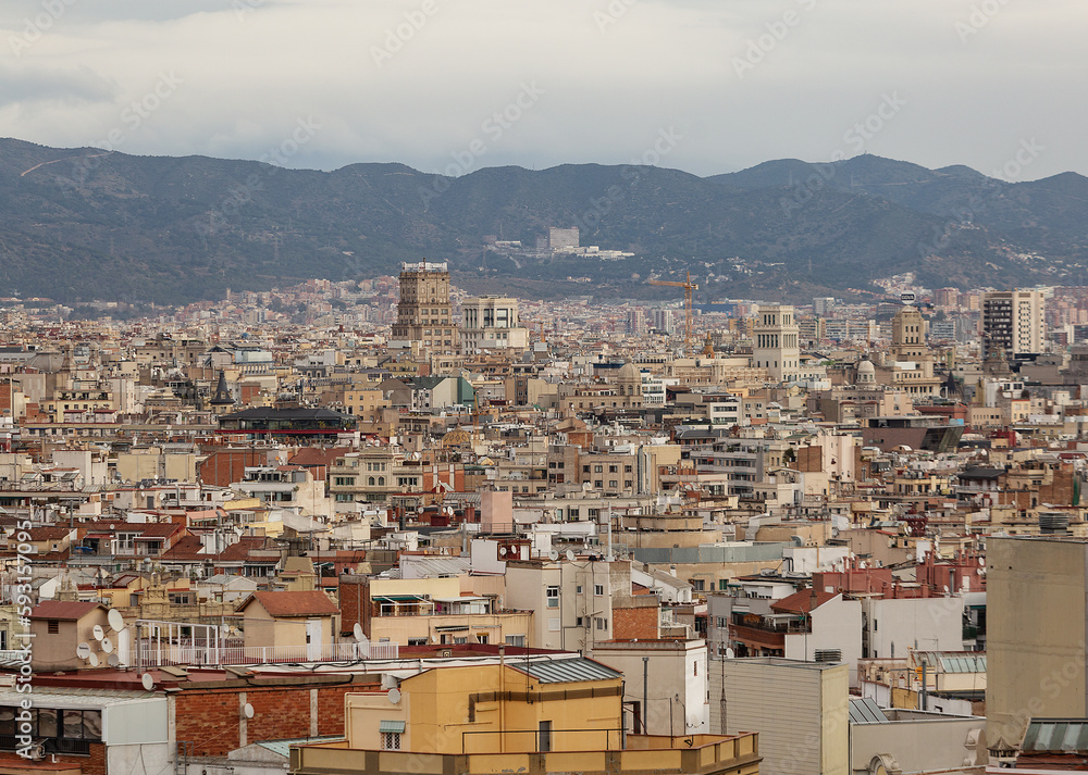 View of buildings and urban landscape of Barcelona