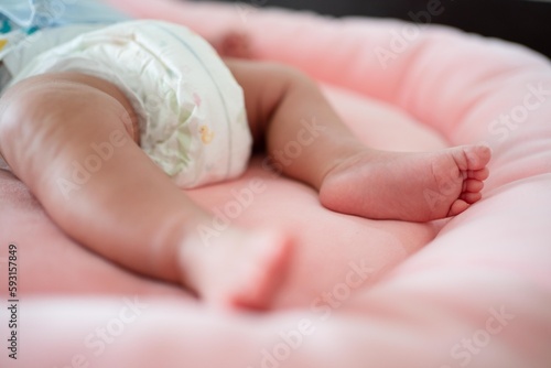 Soft focus of baby Newborn baby showing a little foot