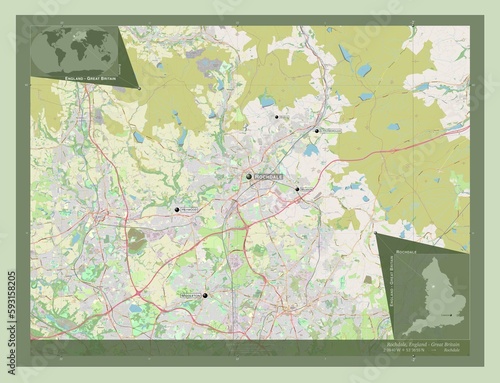 Rochdale, England - Great Britain. OSM. Labelled points of cities photo