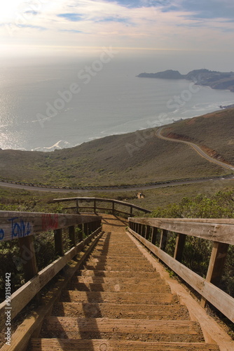 The trail to Black Sands beach in Marin Headlands near San Francisco, California