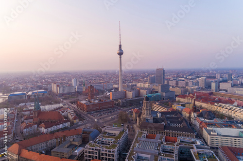 Aerial of Berlin Mitte with the TV tower  Berlin  Germany