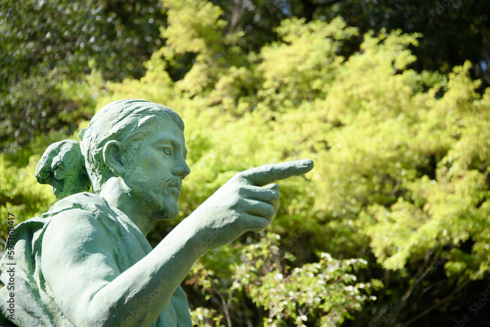 松平郷にある松平親氏公の銅像 Stock Photo Adobe Stock