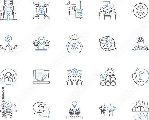 Employee advance outline icons collection. Employee, Advance, Salary, Bonus, Wages, Paycheck, Allowance vector and illustration concept set. Reimbursement, Benefit, Stipend linear signs