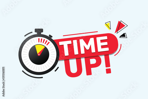 Time up banner with a stopwatch and a timer