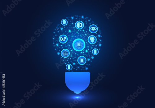 Artificial intelligence in the light bulb refers to the use of smart technology or artificial intelligence to help in solving various problems and initiate new things for businesses.