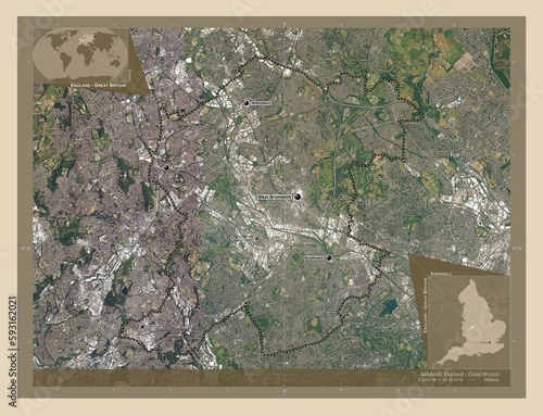 Sandwell, England - Great Britain. High-res satellite. Labelled points of cities photo