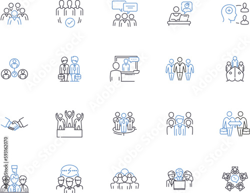 Teamwork outline icons collection. Cooperation, Collaboration, Shared-goals, Fellowship, Union, Alliance, Unity vector and illustration concept set. Solidarity, Coordination, Networking linear signs