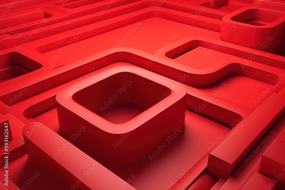 a red maze with a square in the middle of it and a square in the middle ...
