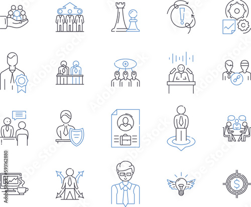Entrepreneurship outline icons collection. startup, venture, business, entrepreneur, risk, idea, investment vector and illustration concept set. innovator, bootstrapping, financing linear signs