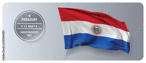 Paraguay independence day vector banner, greeting card.