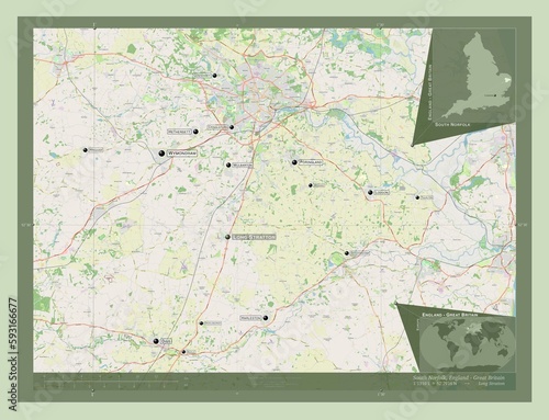 South Norfolk, England - Great Britain. OSM. Labelled points of cities photo