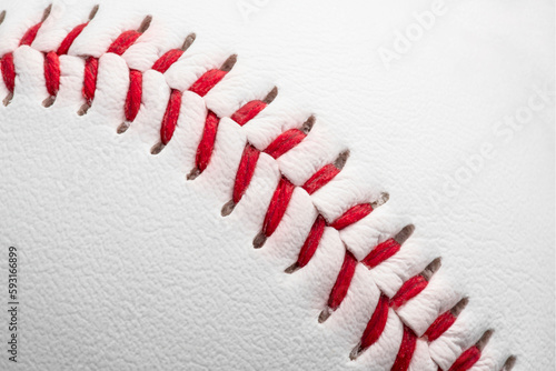 Texture of a white baseball with a red seam