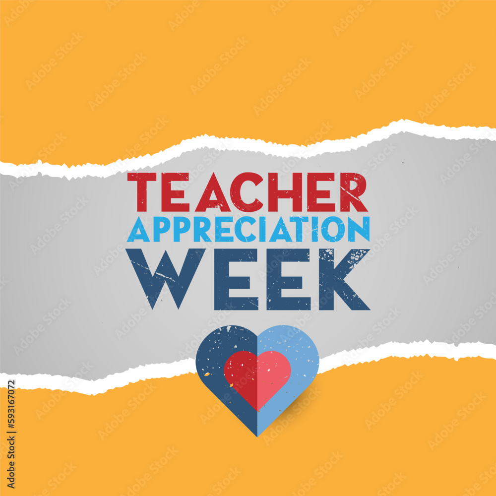 Teacher Appreciation Week in the United States.  Paper roll torn poster, web banner design vector illustration. - obrazy, fototapety, plakaty 
