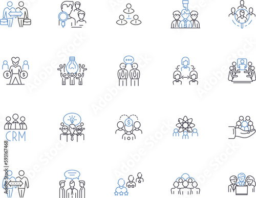Group people outline icons collection. Group, People, Collective, Organization, Congregation, Community, Clique vector and illustration concept set. Assembly, Alliance, Mob linear signs