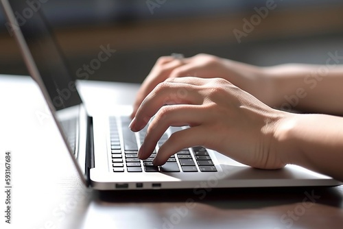 a hand typing on a laptop
