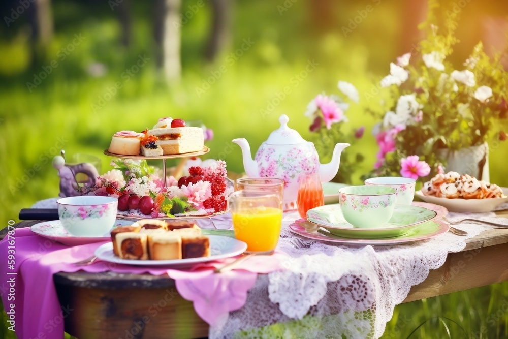 an illustration of tea party an illustration of tea party