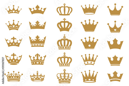 シンプルなゴールドの王冠デザインセット 