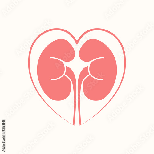 World kidney day element design, kidney icon in love frame