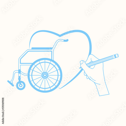 love frame wheelchair icon, icon for world disabled day