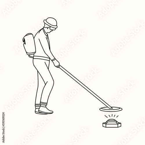 illustration of people detecting mines