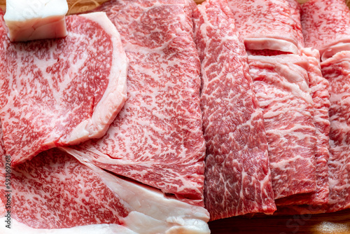 Obraz na płótnie Thigh meat of Japanese beef before cooking w salonie