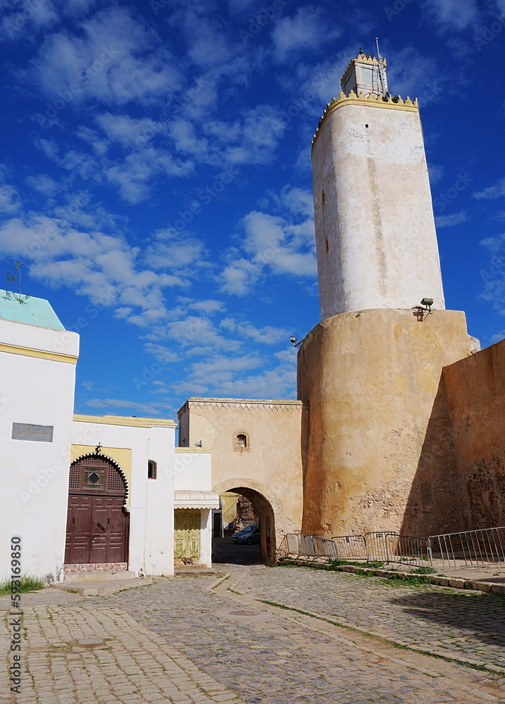 Mosque with former Portugese lighthouse in MAZAGAN, Morocco - vertical
