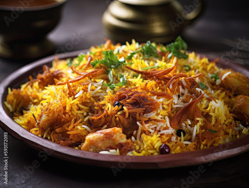 Indian Biryani Rice Food Dish, Generative ai
