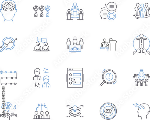 Corporate teambuilding outline icons collection. Corporate, Teambuilding, Retreat, Exercise, Building, Recreational, Activity vector and illustration concept set. Networking, Huddle, Workshop linear