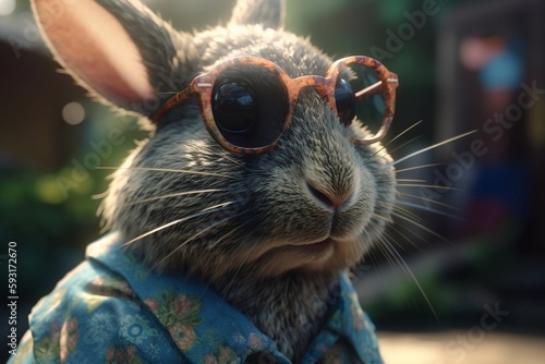 Bunny in sunglasses. Generative AI