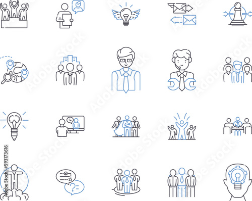 Business Partners outline icons collection. Partners, Business, Commerce, Alliance, Partnering, Joint-Venture, Trading vector and illustration concept set. Joint-Projects, Linking, Merging linear