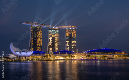 Singapore skyline at night